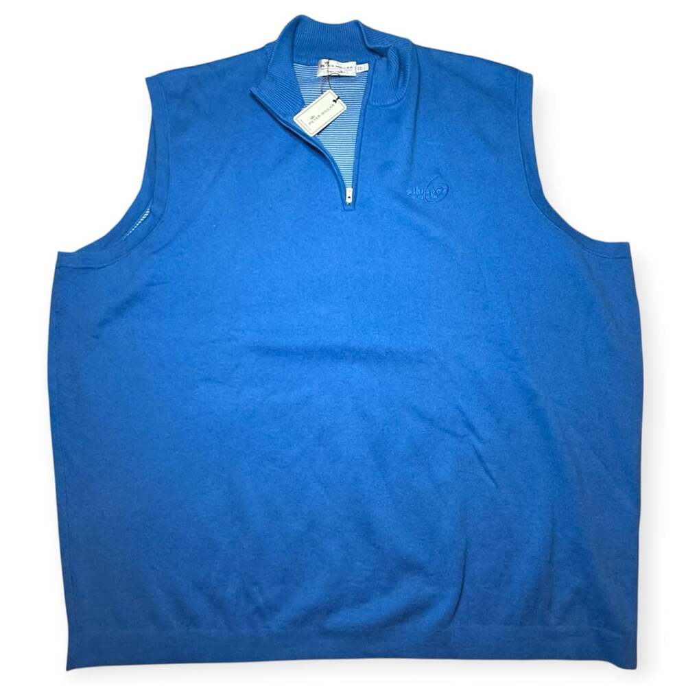 Peter Millar Crown Sport Sweater Vest Mens XXL Blue Quarter Zip Golf Logo